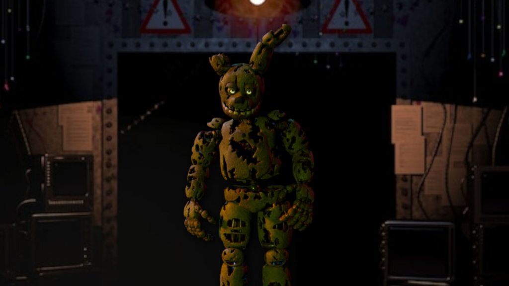 Spring Trap  o corpo reanimado de William Afton, um Serial Killer que acabou, preso em um traje de coelho extremamente danificado e queimado.