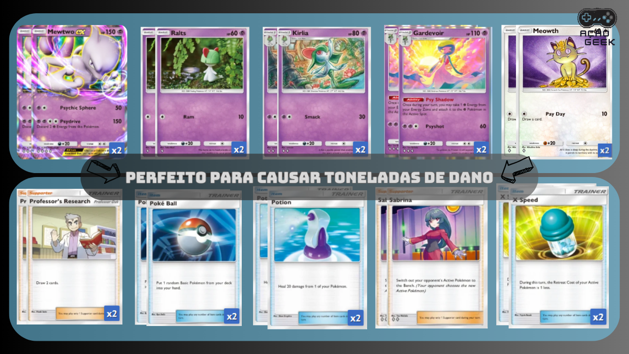 Pokémon TCG Pocket: Deck Mewtwo & Gardevoir para causar toneladas de dano